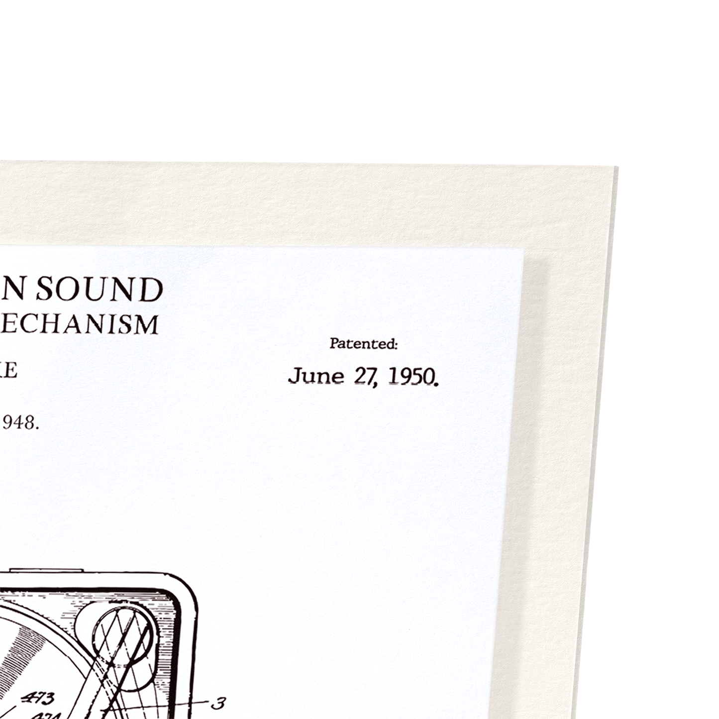 PATENT OF SOUND AND PICTURE MECHANISM (1950): Patent Art Print