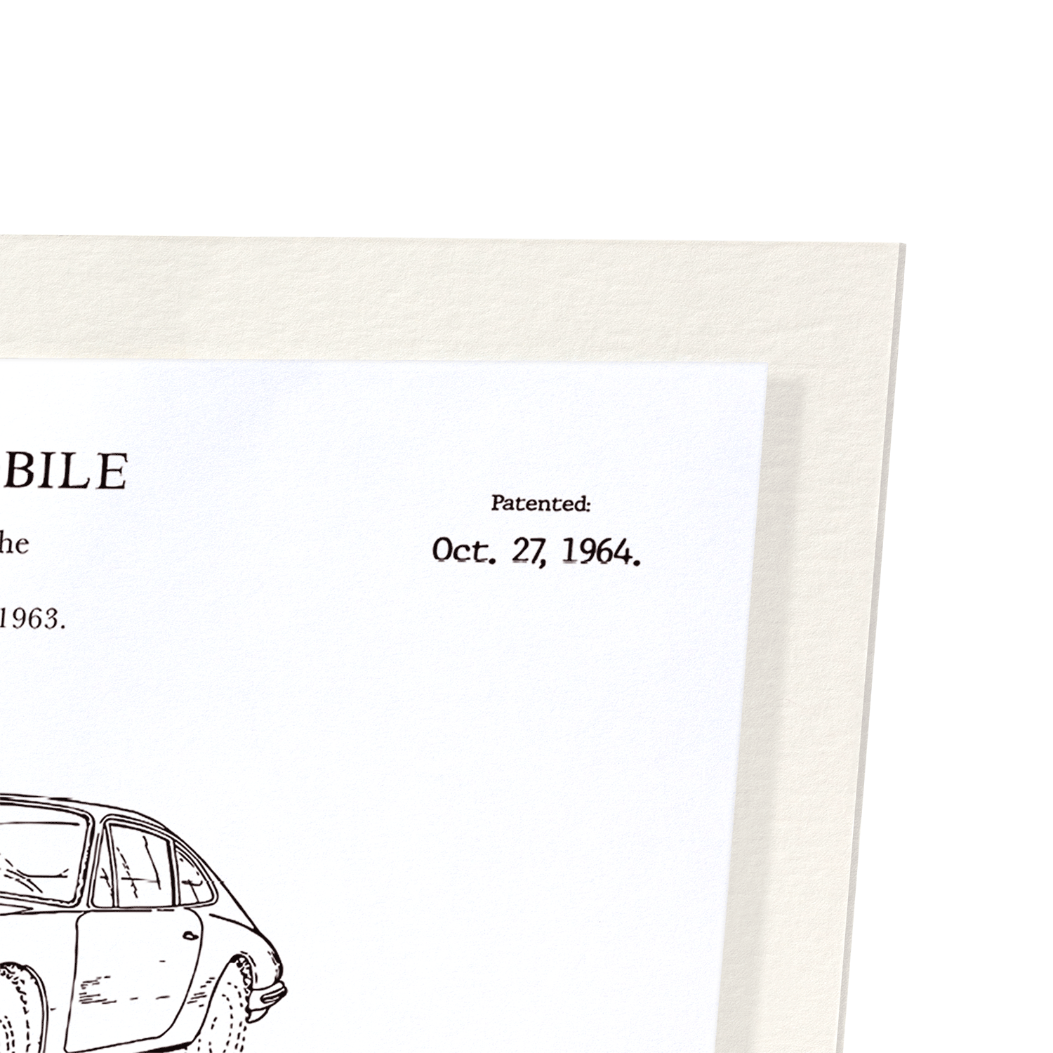 PATENT OF AUTOMOBILE (1964): Patent Art Print