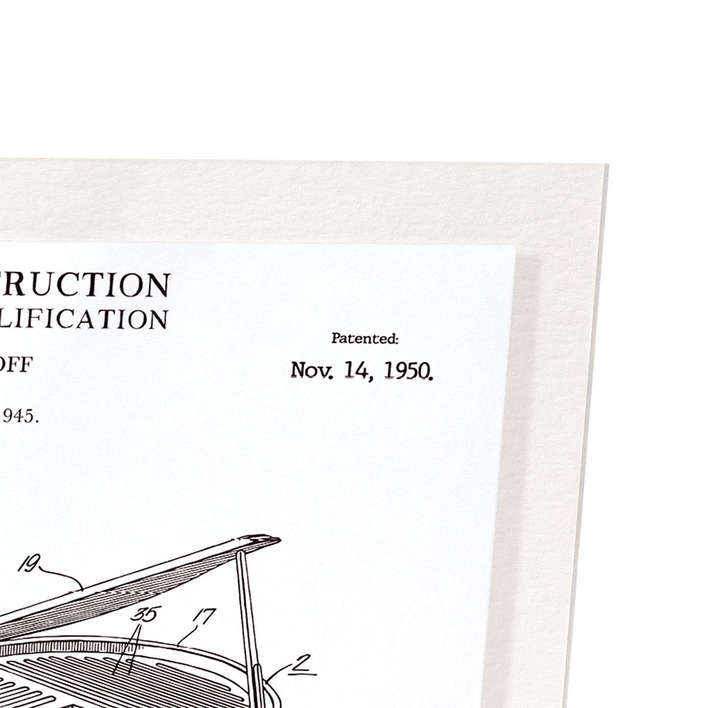 PATENT OF PIANO CONSTRUCTION (1950): Patent Art Print