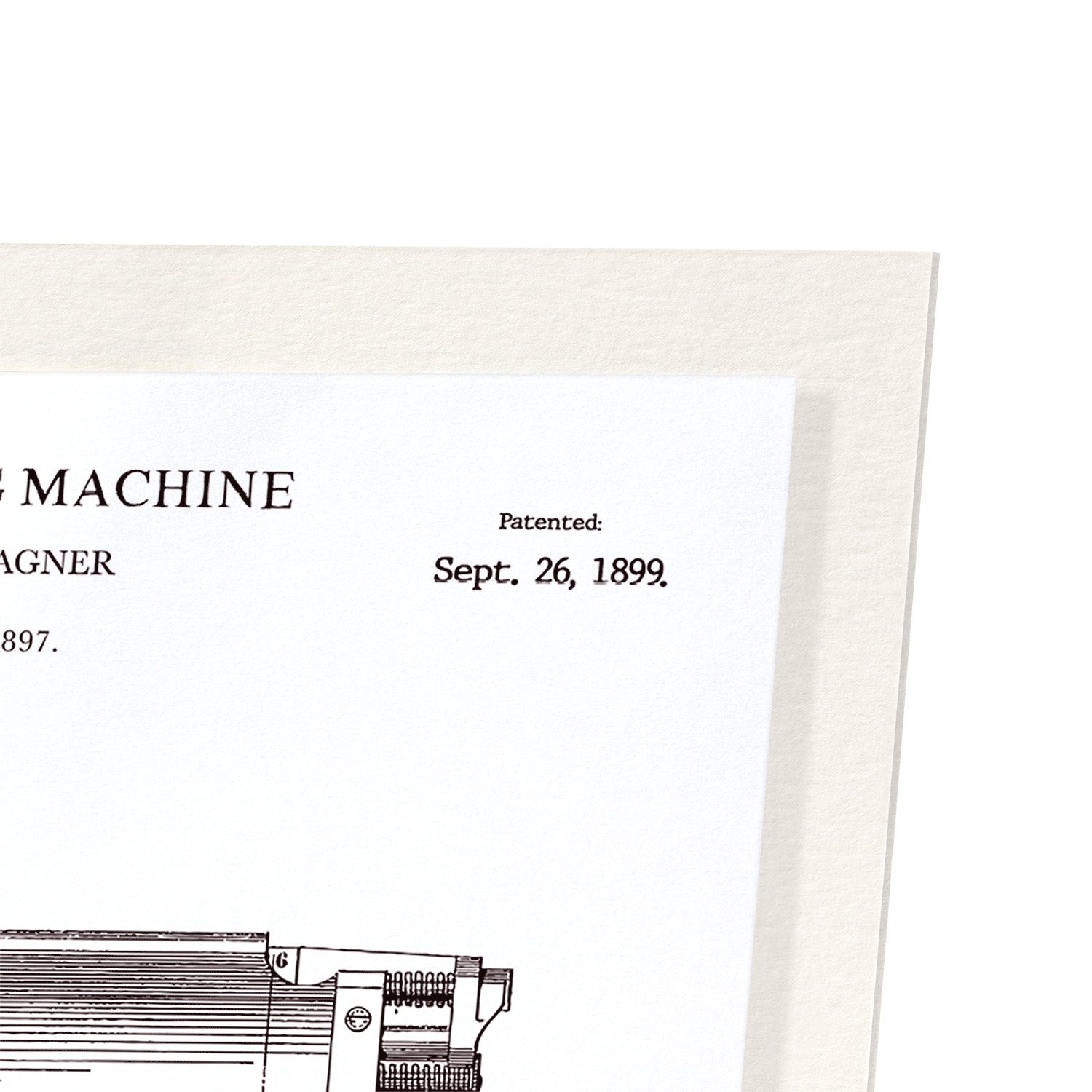 PATENT OF TYPE WRITING MACHINE (1889): Patent Art Print