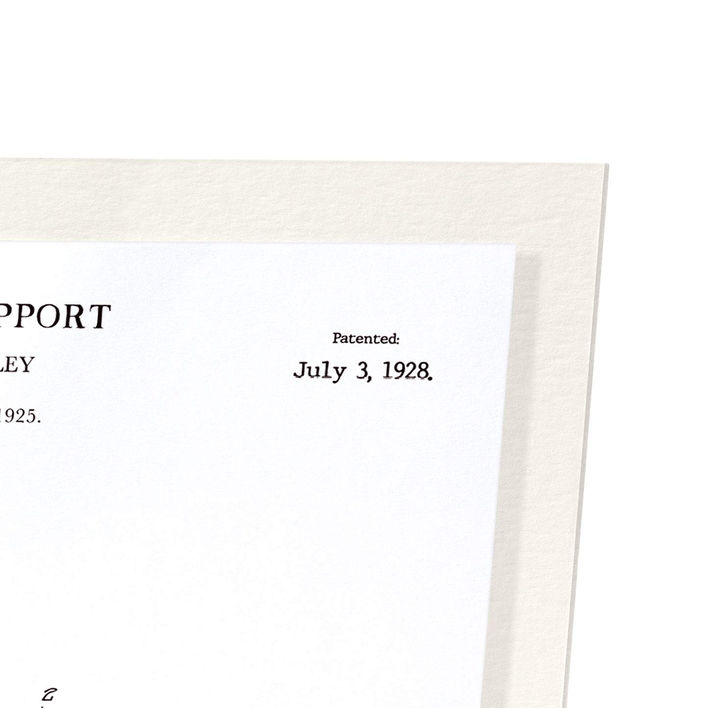 PATENT OF CYCLE SUPPORT (1928): Patent Art Print