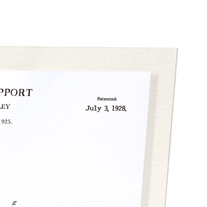 PATENT OF CYCLE SUPPORT (1928): Patent Art Print