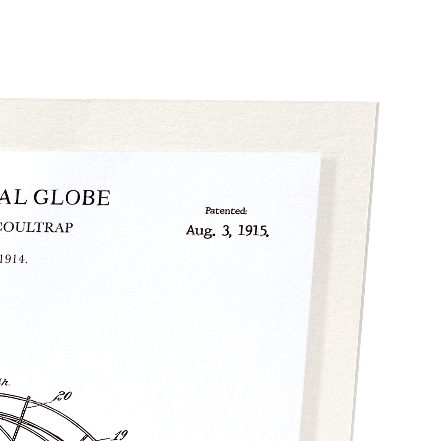 PATENT OF ASTRONOMICAL GLOBE (1915): Patent Art Print