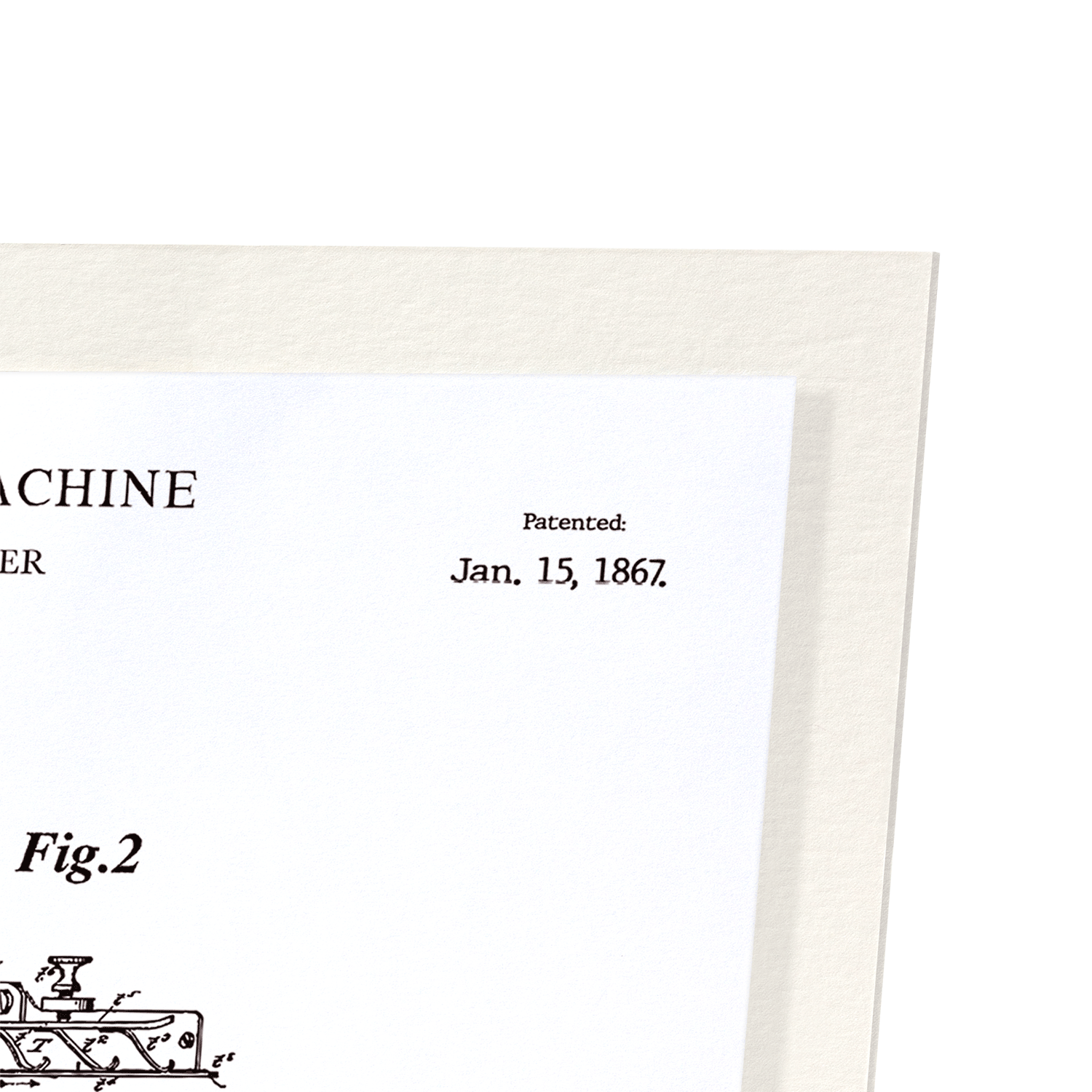 PATENT OF SEWING MACHINE (1867): Patent Art Print