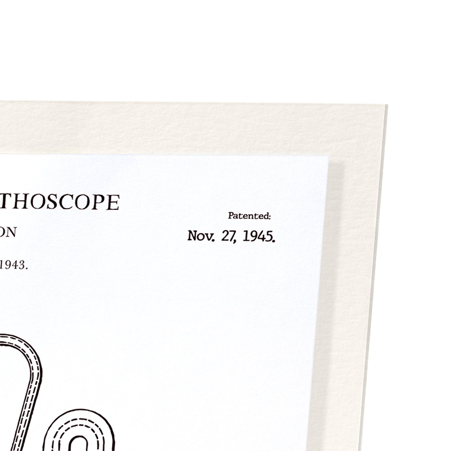 PATENT OF STETHOSCOPE (1945): Patent Art Print