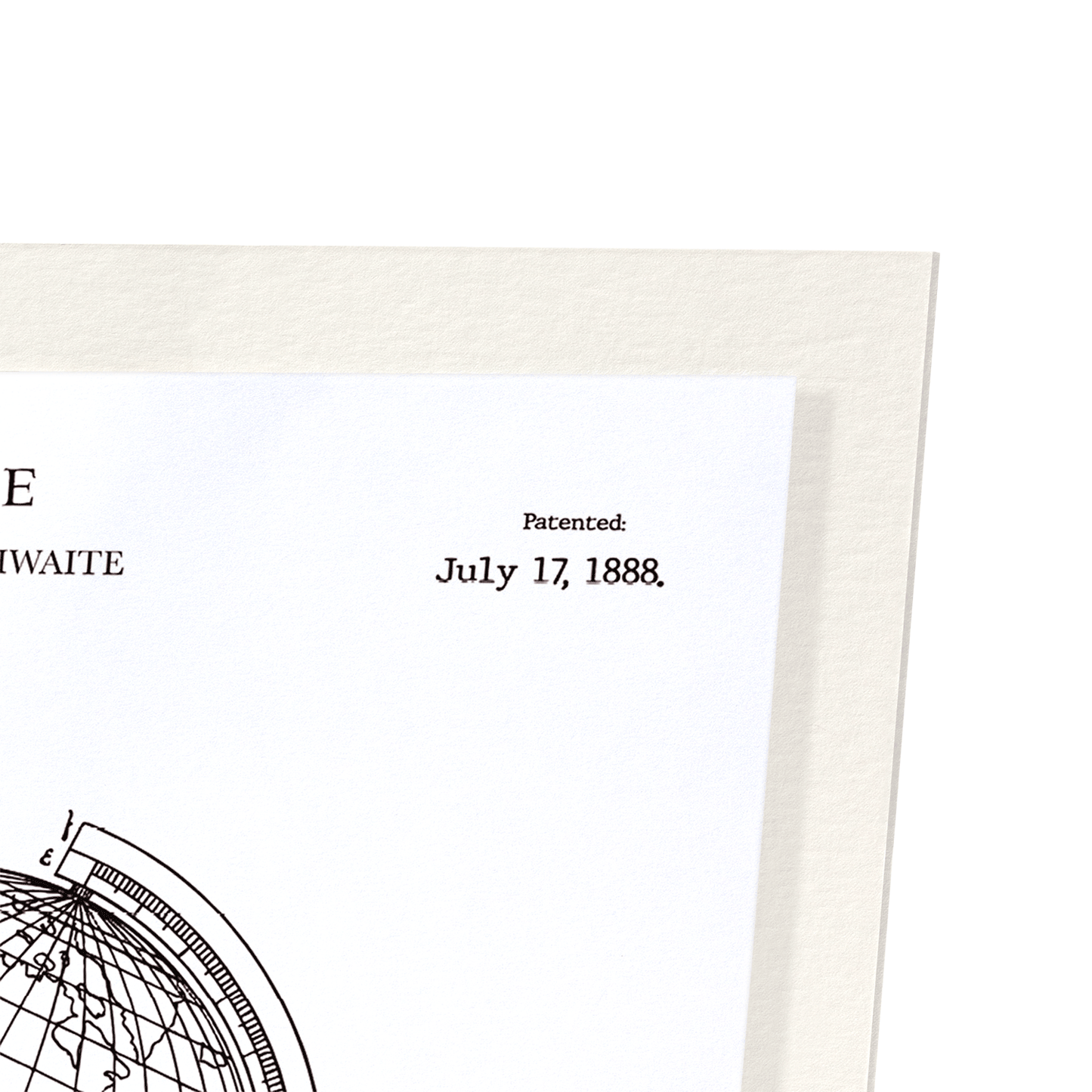 PATENT OF GLOBE (1888): Patent Art Print