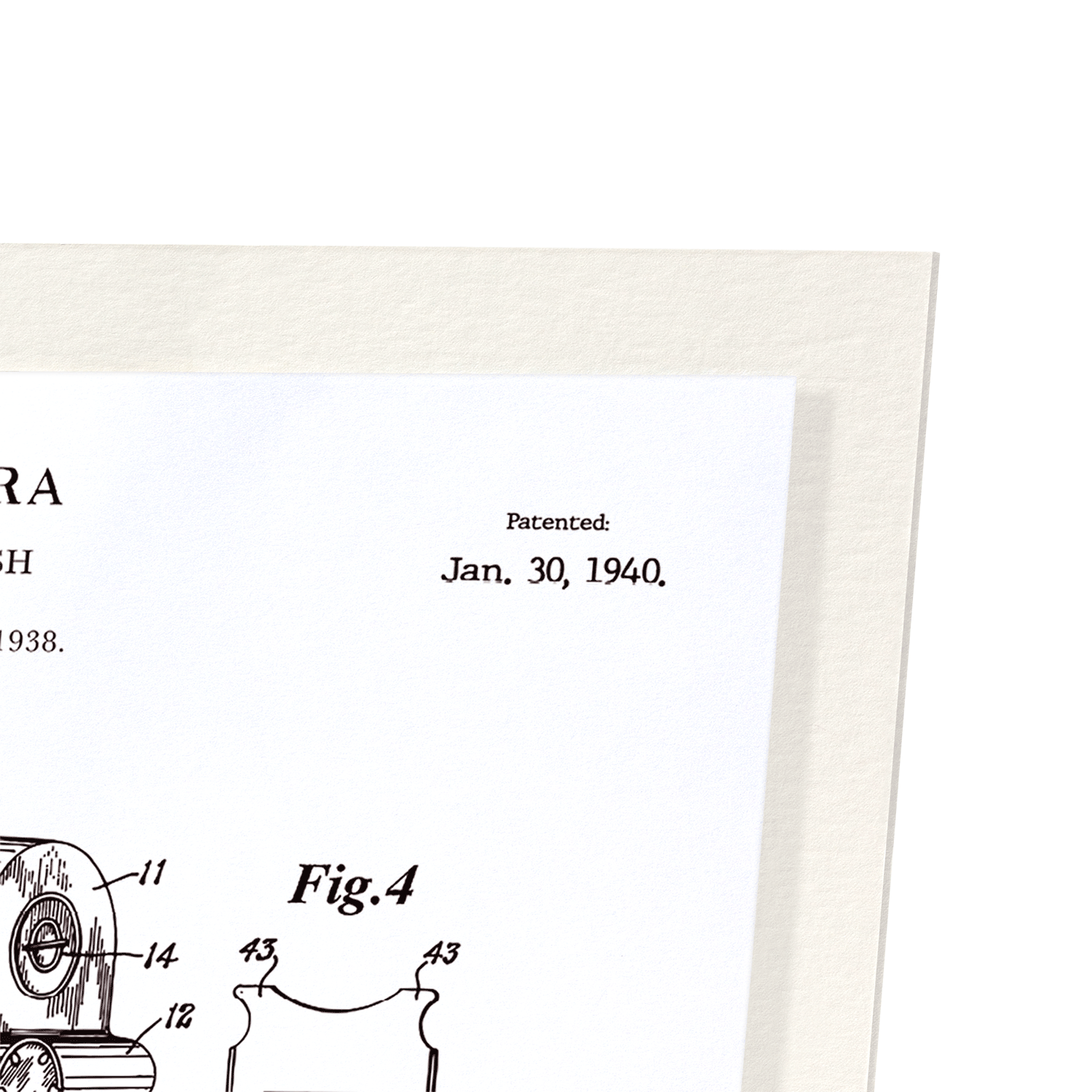 PATENT OF CAMERA (1940): Patent Art Print