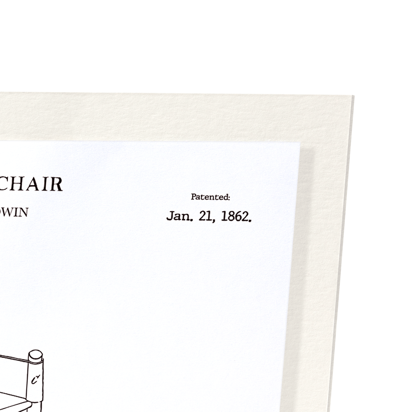 PATENT OF FOLDING CHAIR (1862): Patent Art Print