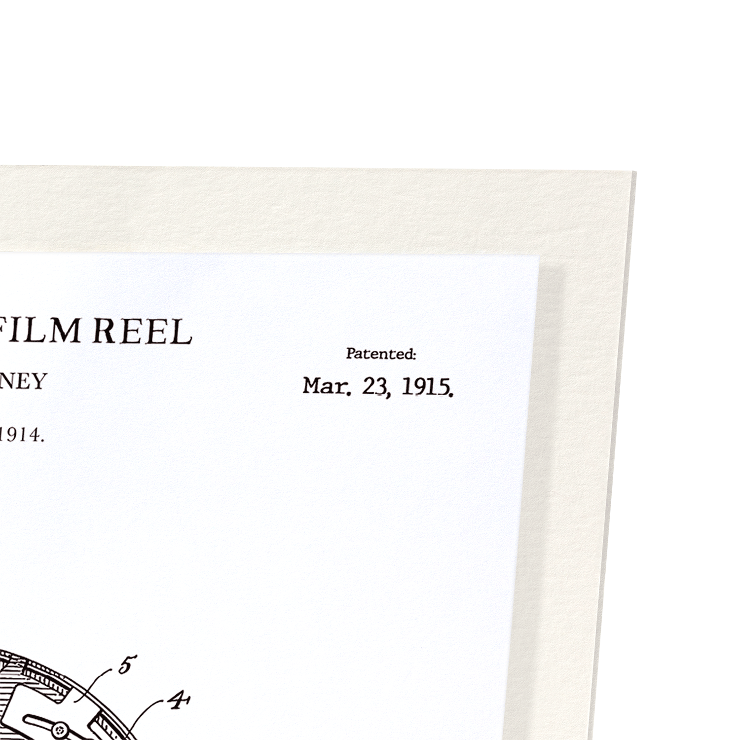PATENT OF ADJUSTABLE FILM REEL (1915): Patent Art Print