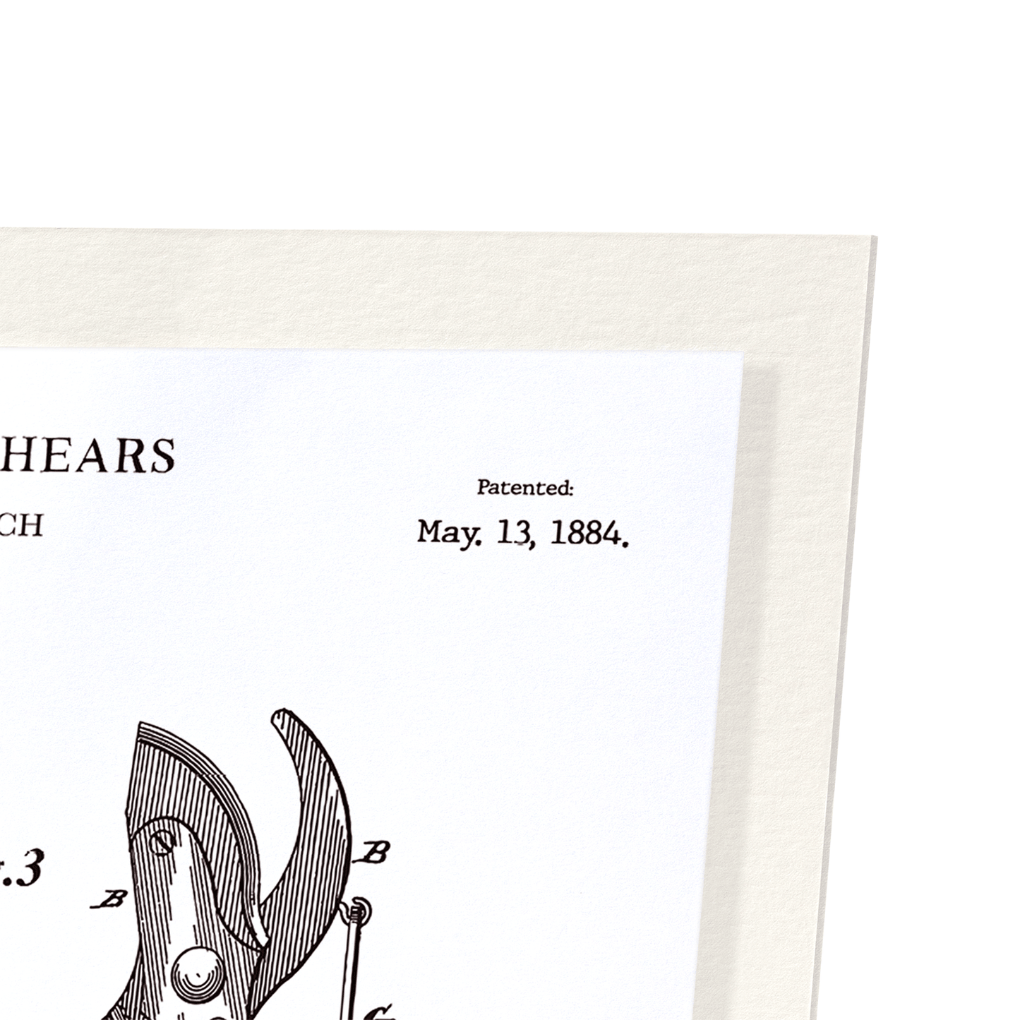PATENT OF PRUNING SHEARS (1884): Patent Art Print