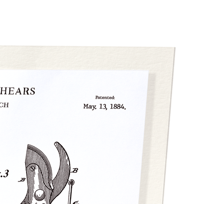 PATENT OF PRUNING SHEARS (1884): Patent Art Print