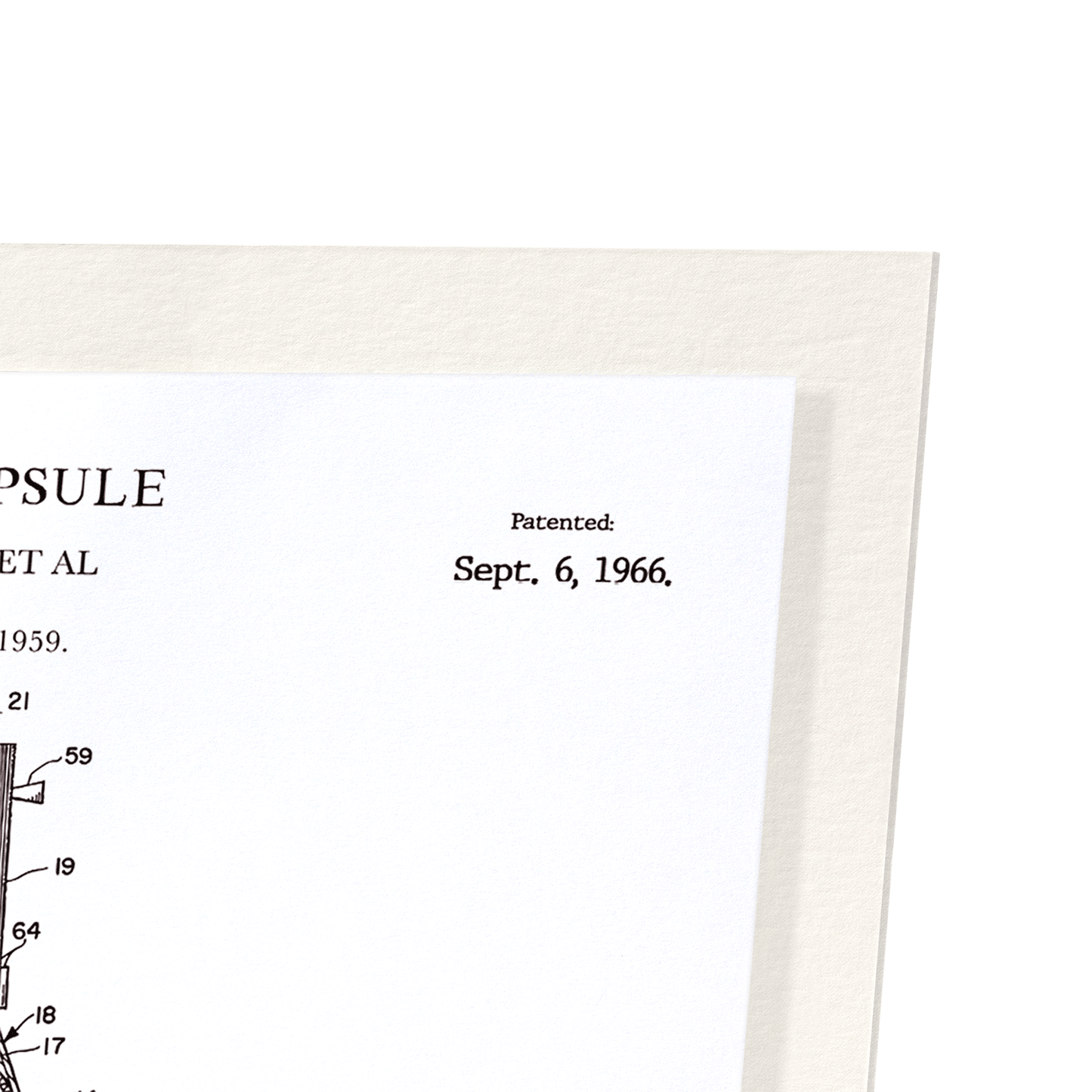 PATENT OF SPACE CAPSULE (1966): Patent Art Print