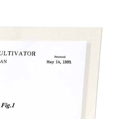 PATENT OF HAND GARDEN CULTIVATOR (1889): Patent Art Print