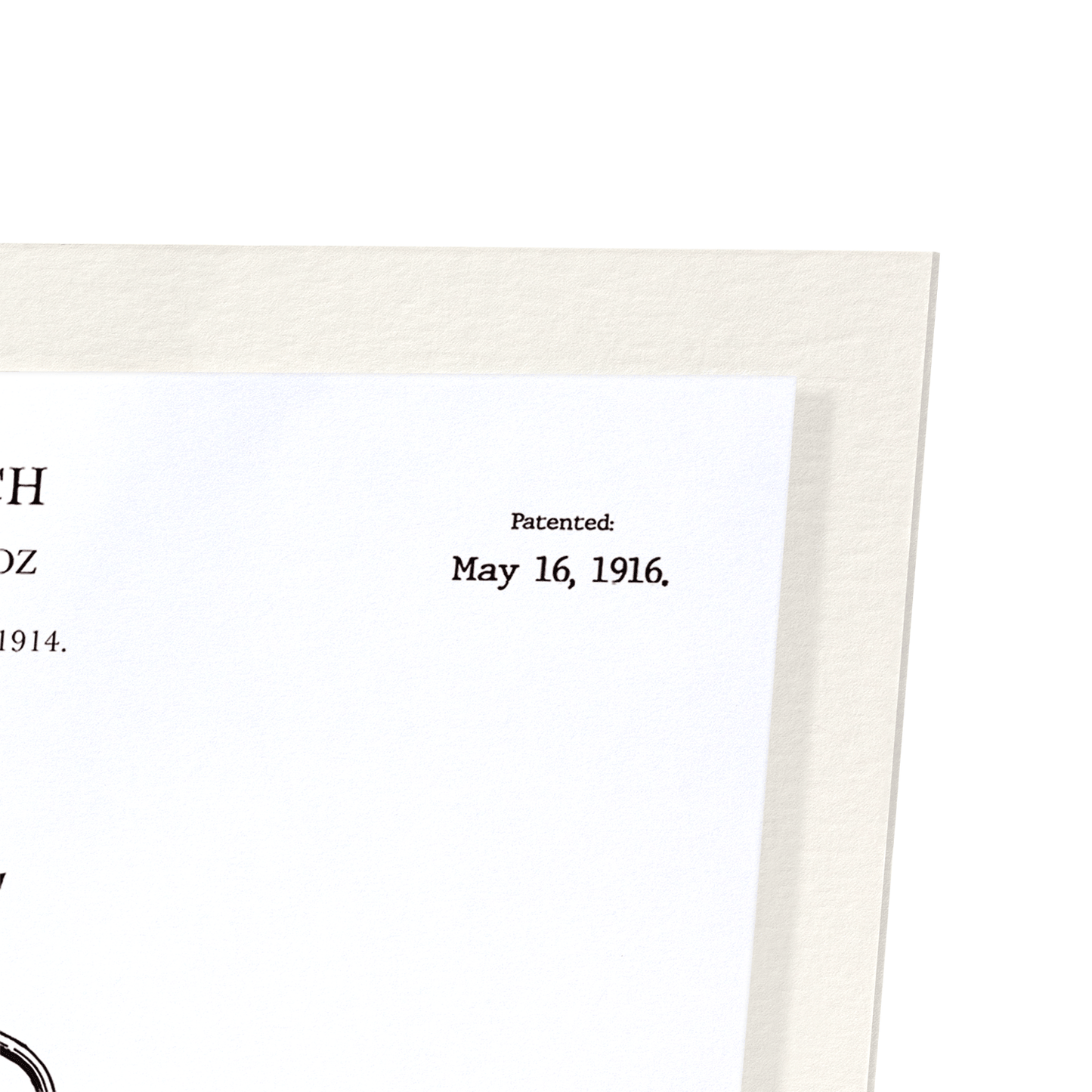 PATENT OF WATCH (1916): Patent Art Print