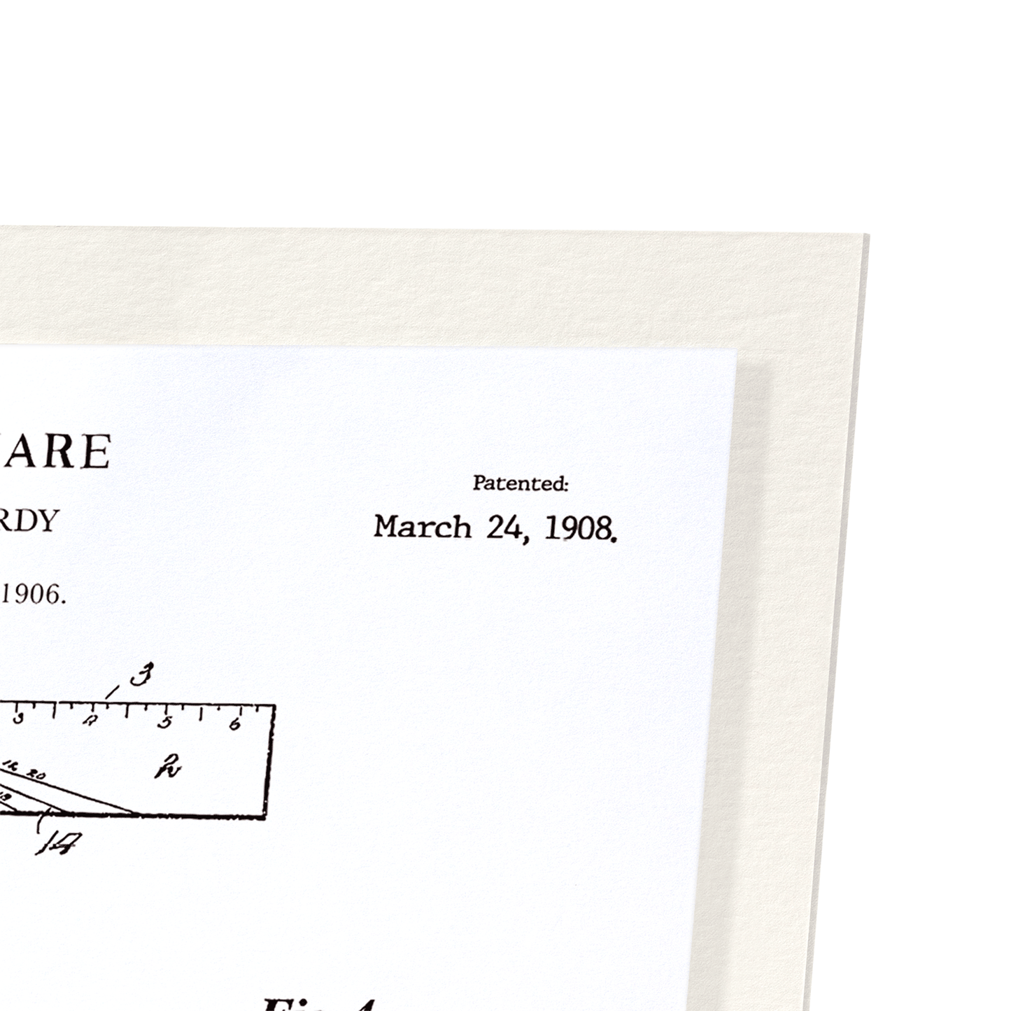 PATENT OF TRY SQUARE (1908): Patent Art Print