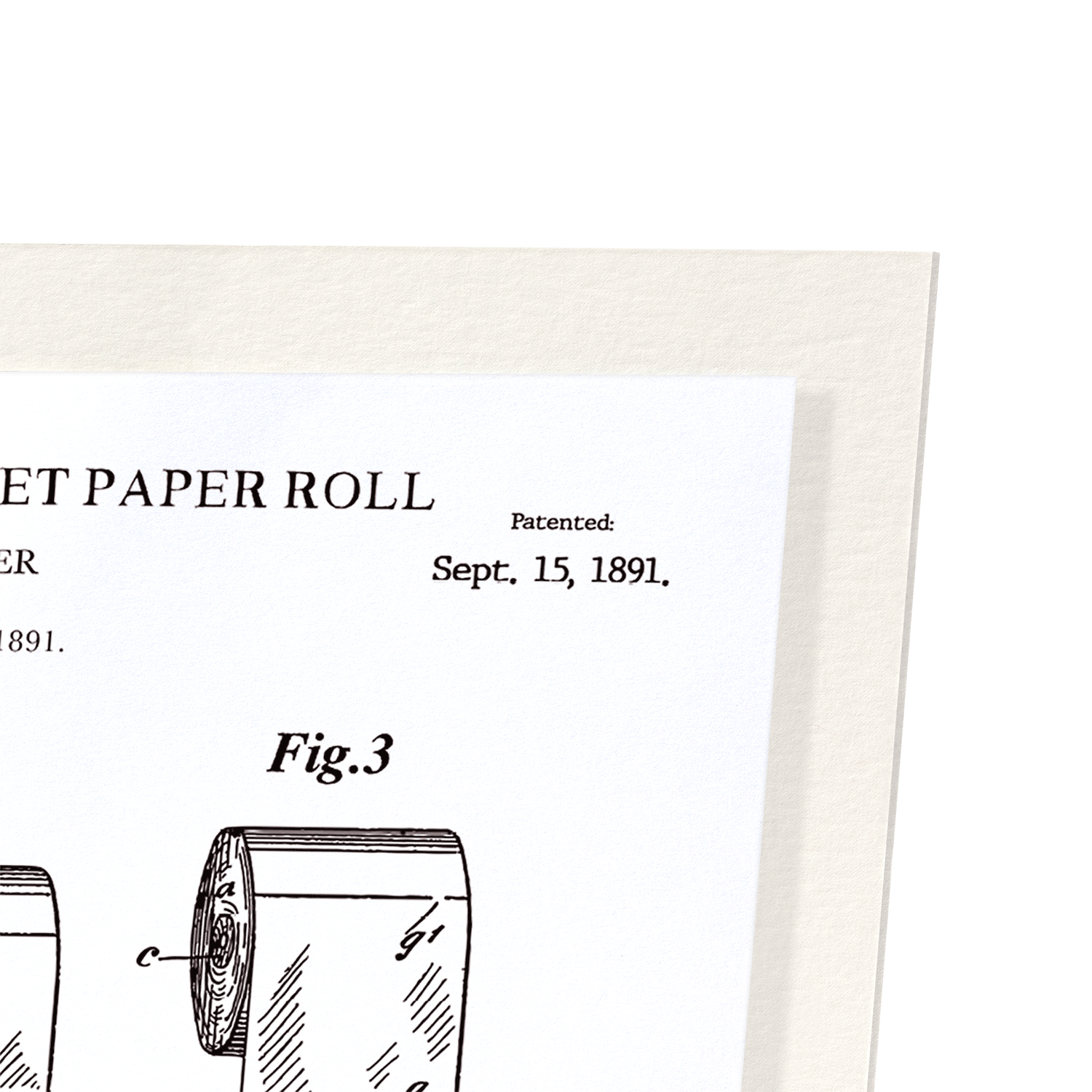 PATENT OF WRAPPING OR TOILET PAPER ROLL (1891): Patent Art Print