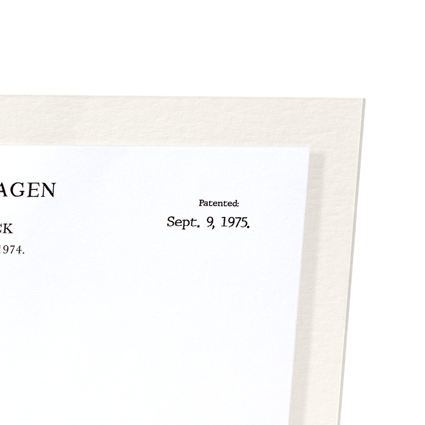 PATENT OF VOLKSWAGEN (1975): Patent Art Print
