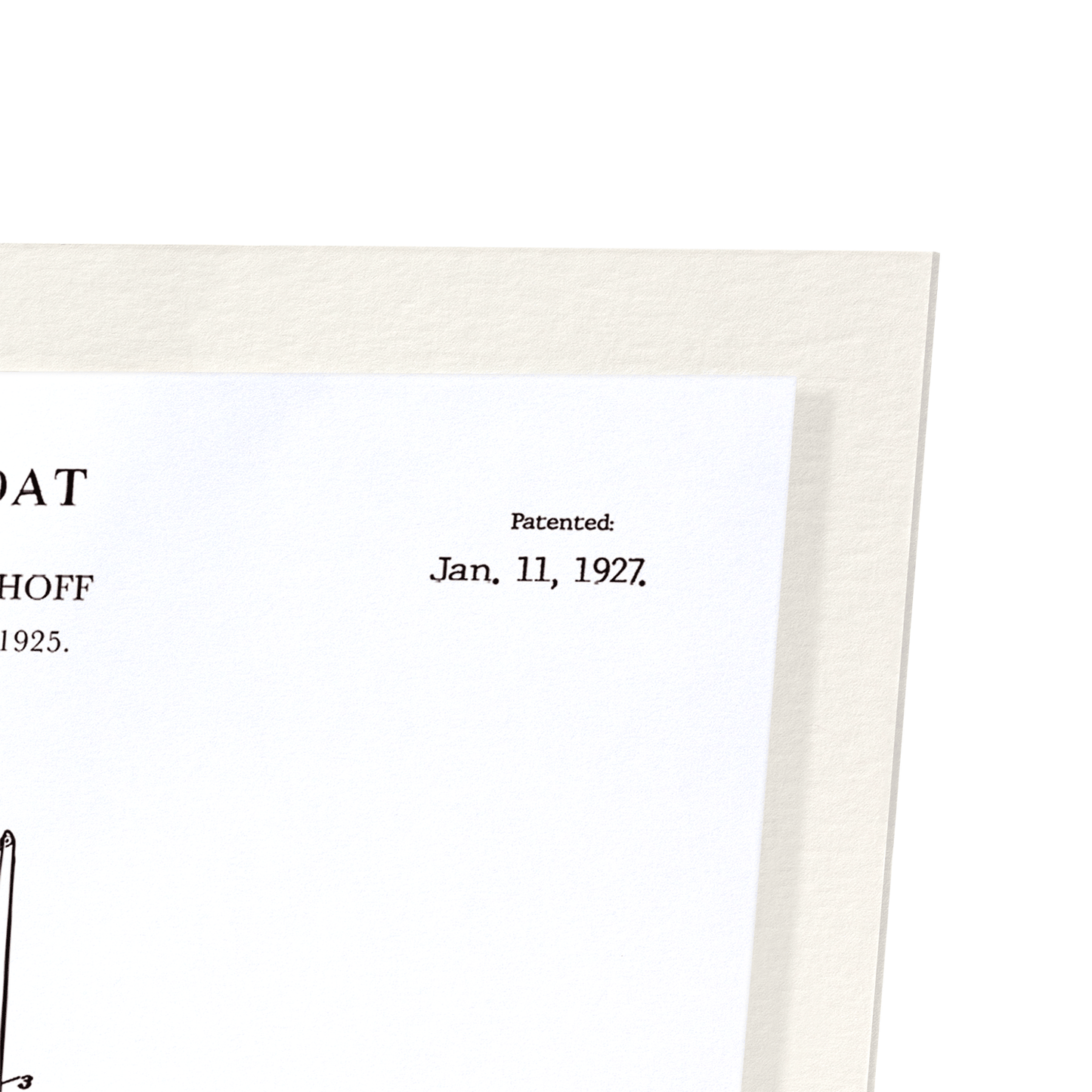 PATENT OF SAIL BOAT (1927): Patent Art Print