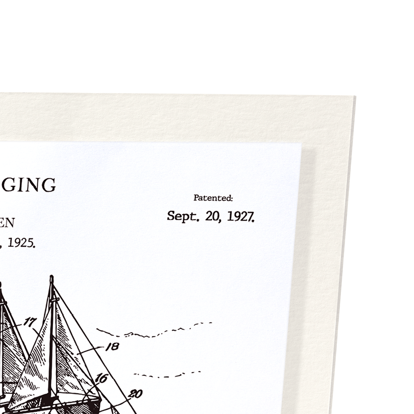 PATENT OF SHIP'S RIGGING (1927): Patent Art Print