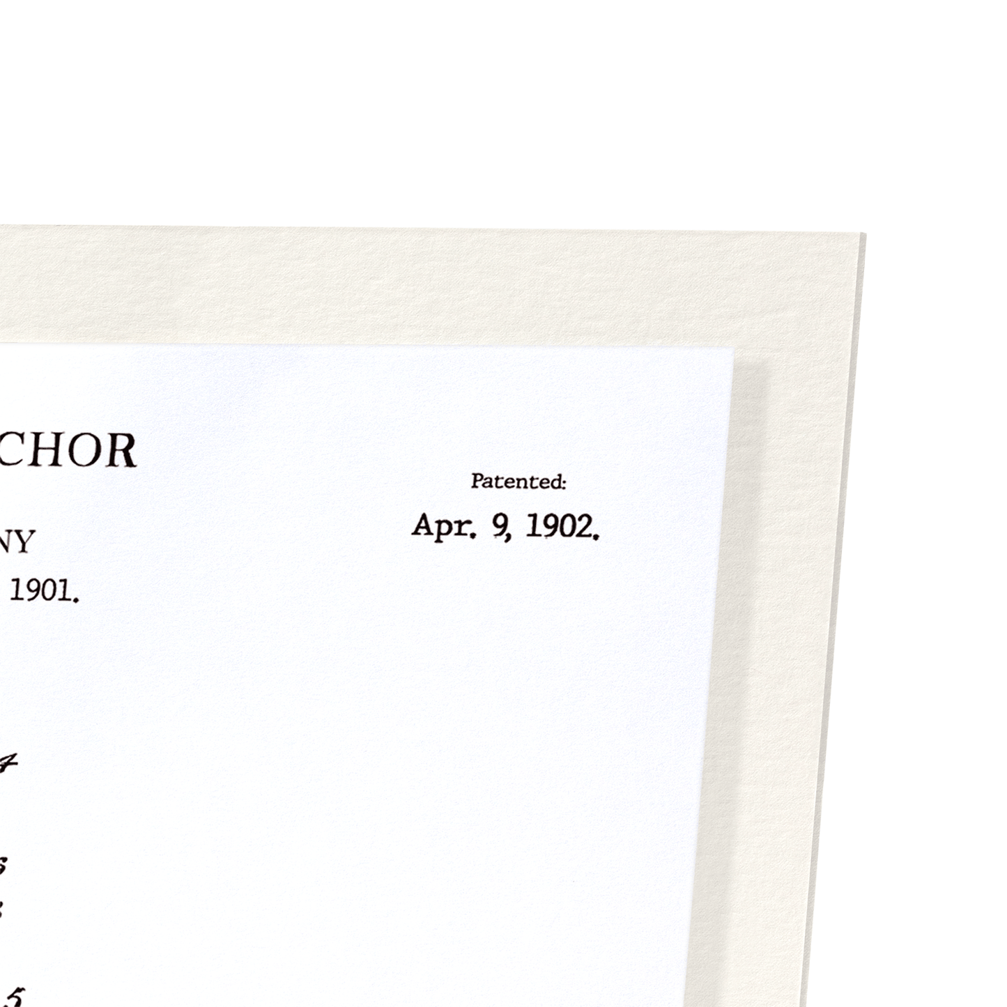 PATENT OF SHIP'S ANCHOR (1902): Patent Art Print