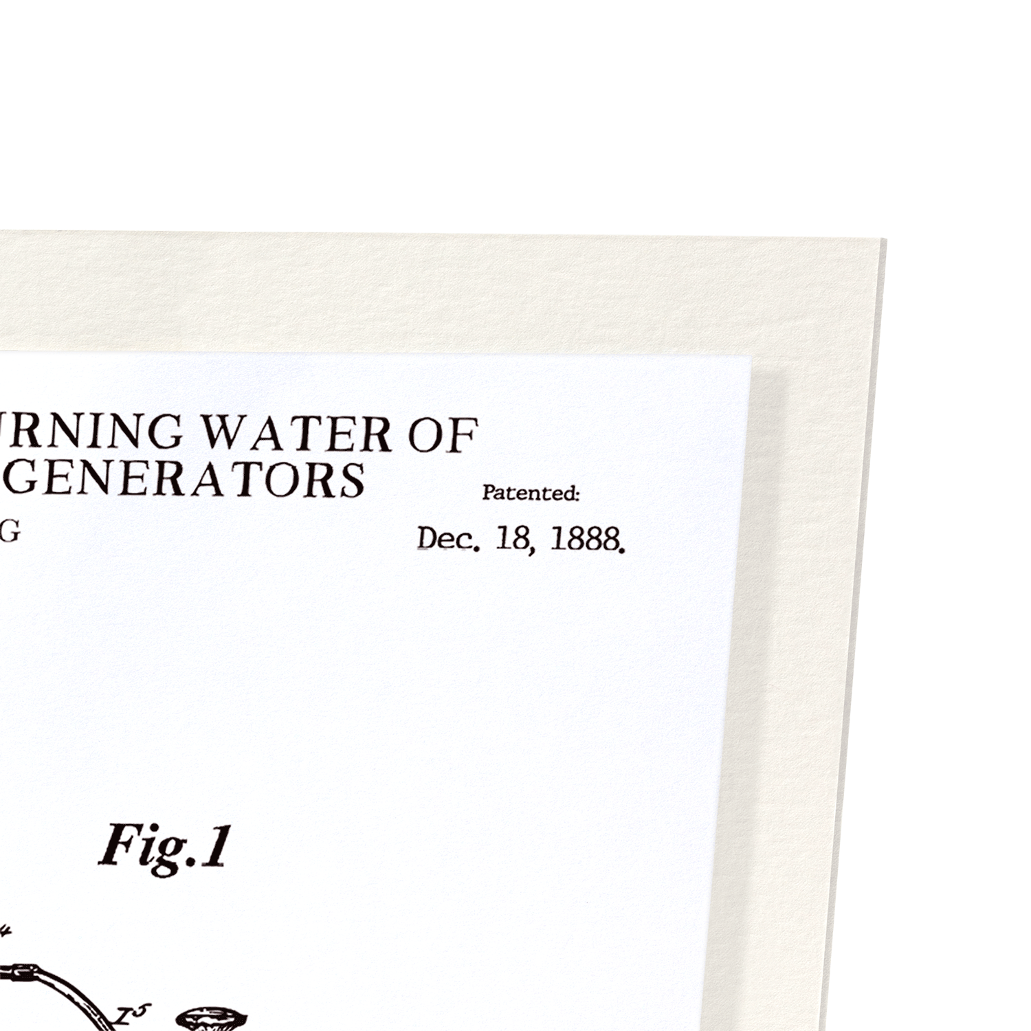 PATENT OF APPARATUS FOR RETURNING WATER OF CONDENSATION TO GENERATORS (1888): Patent Art Print