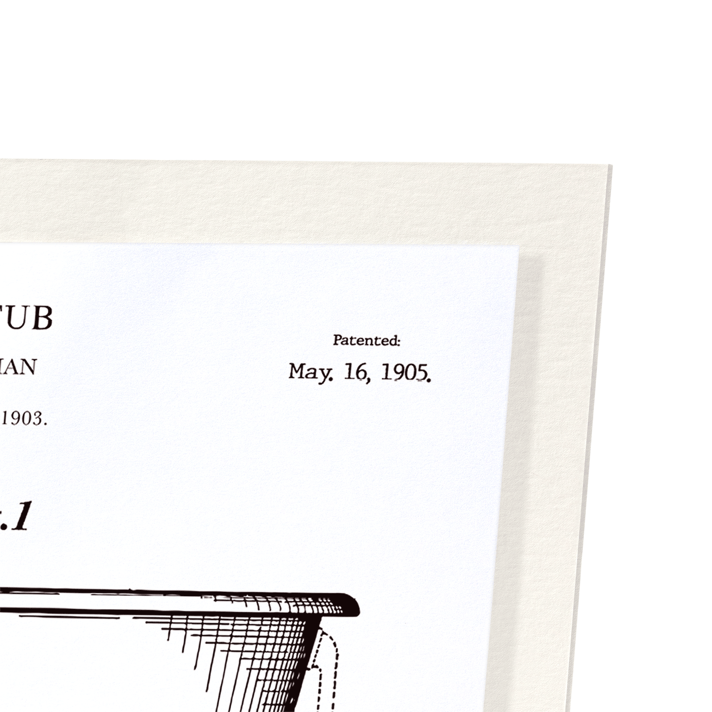 PATENT OF BATH TUB (1905): Patent Art Print
