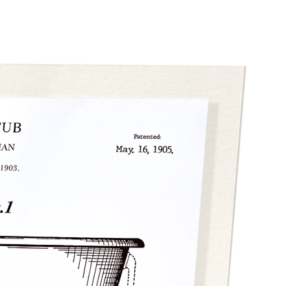 PATENT OF BATH TUB (1905): Patent Art Print