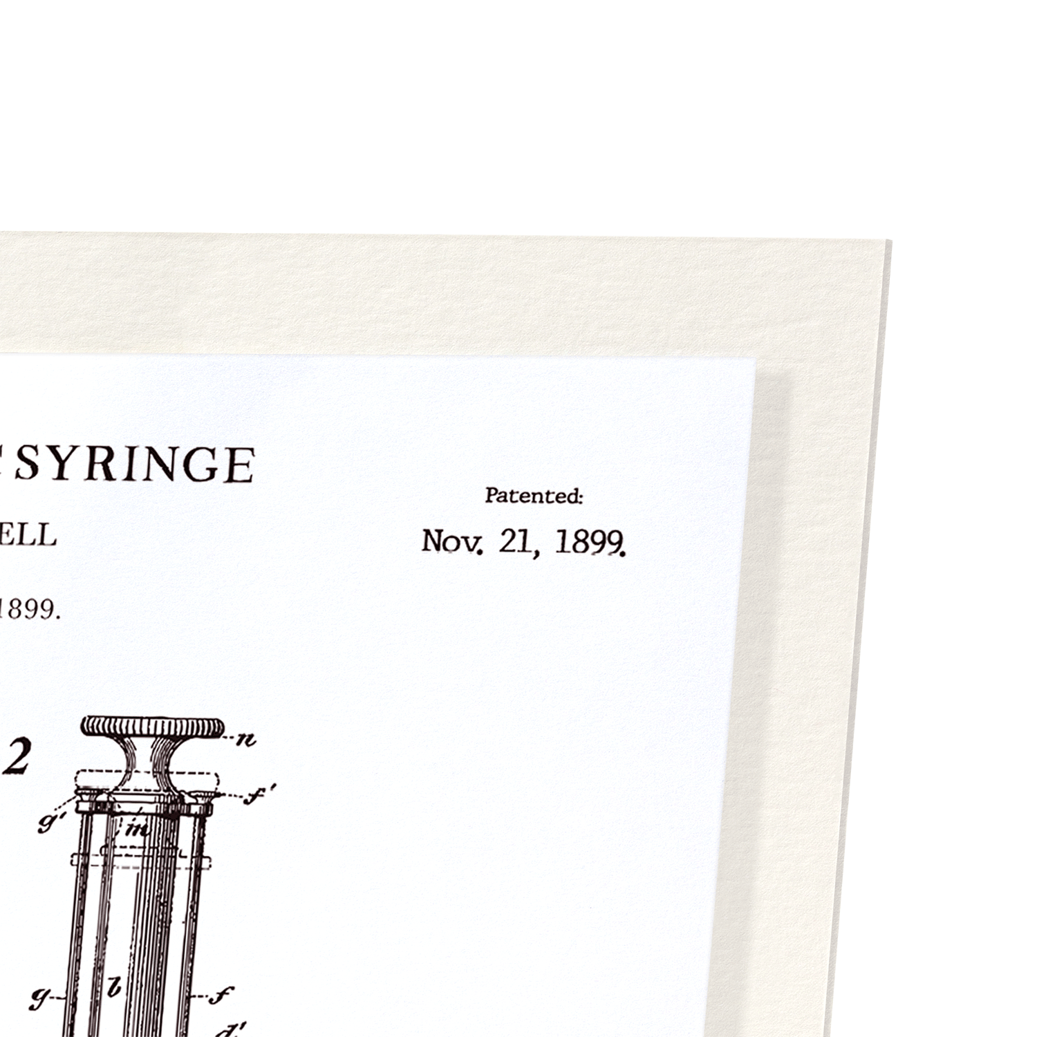 PATENT OF HYPODERMIC SYRINGE (1899): Patent Art Print