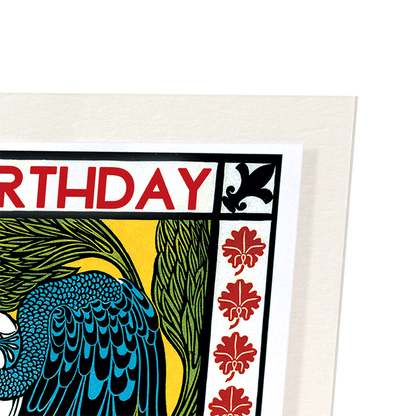 BIRTHDAY PEACOCK: Vintage Art Print